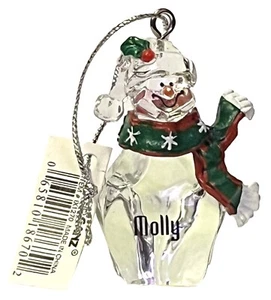 MOLLY Personalized Clear Resin SNOWMAN Ornament 2" x 1” GANZ NWT (GS) - Picture 1 of 2