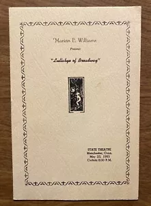 Marian E. Williams "Lullabye of Broadway" State Theatre Program Manchester CT P1 - Bild 1 von 12