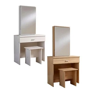 Makeup Dressing Table Set With Sliding Storage Space Vanity Mirror and Stool - Picture 1 of 46