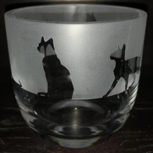 Tealight Candle Holder Glass Ornamental Bowl Siamese Cat Pattern Candle Bowl - Picture 1 of 1