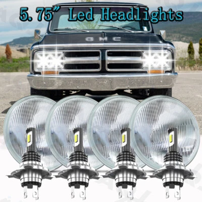 4PCS 5.75" 5-3/4" Round LED Headlights for GMC C15/C1500 1961-1972 Pickup C2500 Foto 1 de 4