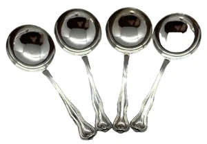 4 Watson Sterling Mount Vernon Round Boullion Soup Spoon 1907 Monogram Set Lot - Picture 1 of 12