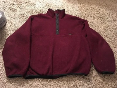 Woolrich Polartec Borgoña Snap Pullover Polar Sudadera, Talla L, ¡Hecha en EE. UU.! Foto 1 de 4