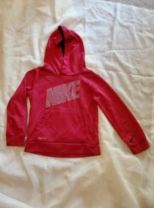 Boys NIKE 6/M Hoodie Red & Brown Graphic Long Sleeve Fleece Lining NICE - Picture 1 of 5