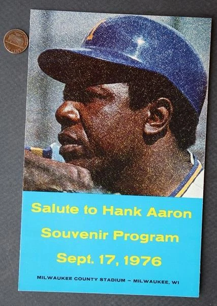 1976 Milwaukee Brewers Home Run King Hank Aaron Night Salute program VINTAGE---- - Image 1 of 1
