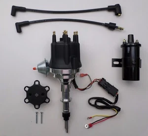 Small Cap CHEVY INLINE 6 Cyl 194-230-250-292 BLACK HEI Distributor +Black round  - Picture 1 of 5