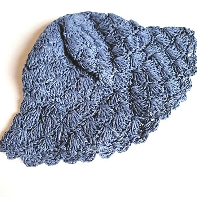 Gymboree Girls Sz S 5-6 Raffeta Straw Sunhat Navy Blue NWT Swim Shop 2014 - Image 1 of 2