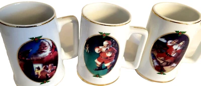 Juego de 3 tazas de Navidad de colección Coca-Cola Santa Vintage 1996 edición coleccionista doradas Foto 1 de 4