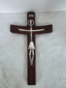 TAXCO STERLING SILVER 925 & ON REDWOOD CRUCIFIX 3-D ART SCULPTURE - NICE - Picture 1 of 22