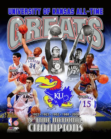 Kansas Jayhawks Basketball ALL-TIME GREATS Premium 20x24 POSTER Print Cover