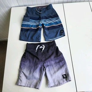 Lot Of 2 Boys Nordstrom Rip Curl Abercrombie Blue Gray Swim Trunks Shorts Sz 7/8 - Picture 1 of 8