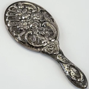 Antique Floral Art Nouveau Hand Mirror – Silver Plated Vanity Piece - Picture 1 of 8