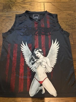 Camiseta sin mangas vintage No Fear para hombre XXL negra bordada pinup niña Y2K Foto 1 de 4