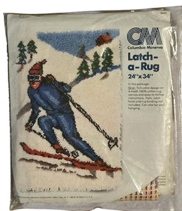 Vintage 1978 Columbia-Minerva 24” X 34” SKIER Latch-A-Rug Canvas NIP New - Picture 1 of 10