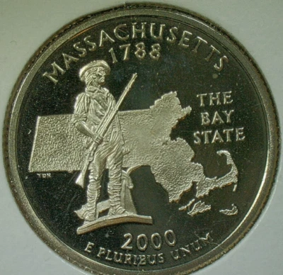 UNITED STATES-2000 "S" CLAD PR ST. QUARTER-.25c-"MASSACHUSETTS" KM# 305 UNC/AU - Image 1 of 3