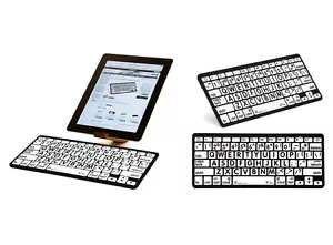 Teclas blancas de impresión grande con impresión negra - mini teclado Bluetooth para iPads, pestaña - Imagen 1 de 1