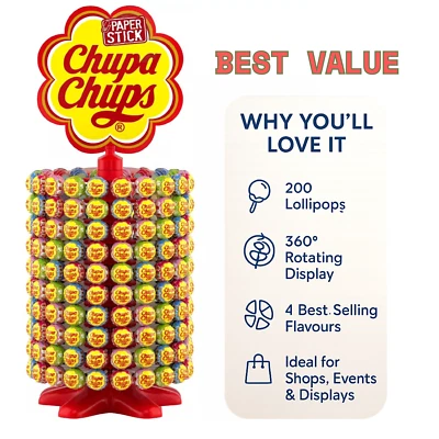 200 CHUPA CHUPS LOLLIES, DISPLAY WHEEL STAND, 200 ASSORTED LOLLIES, BEST OF 4 - Image 1 of 3