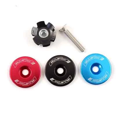 FSA Orbit MX Bicycle Headset Star Nut & Top Cap Set // 1-1/8" // Black Blue Red - Image 1 of 2