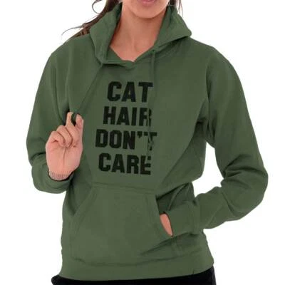 Cat Hair Don't Care Attitude Lazy Cattitude Womens Hooded Sweatshirts Hoodies - Image 1 of 4