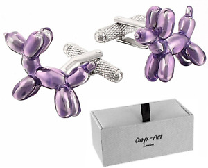 Purple Balloon Dog Cufflinks with Pen Onyx-Art CK915