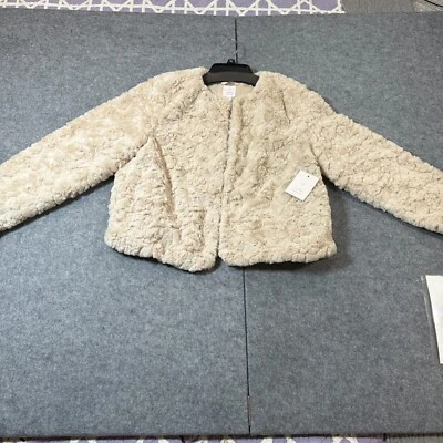 Jaqueta de pele sintética Kohl's LC Lauren Conrad feminina XL bege forrada bolsos abertos na frente - Imagem 1 de 4