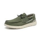 Men’s Moc Toe Slip-on Canvas Loafers Casual Boat Shoes Olive/Green