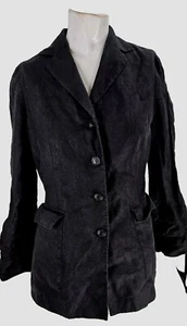 4594 Brooks Brothers 346 Jacket Women's Black Linen Blazer Four Button 4 - Picture 1 of 6