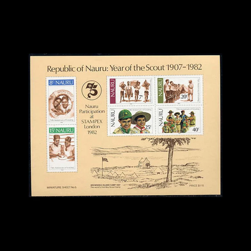Nauru, Sc #249a, MNH, 1982, S/S, Boy Scouts, Stamp Expo - Image 1 of 1