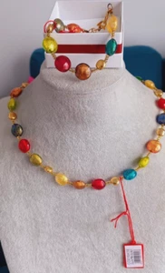 Juego de collar y pulsera multicolores con cuentas de vidrio de aluminio Antica Murrina (Venecia) - Imagen 1 de 20