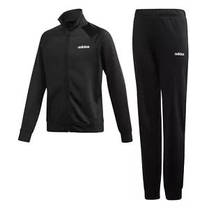 Adidas Boys Kids Tracksuit Linear Full Zip Track Suit Top Jacket Bottoms Black - Picture 1 of 7