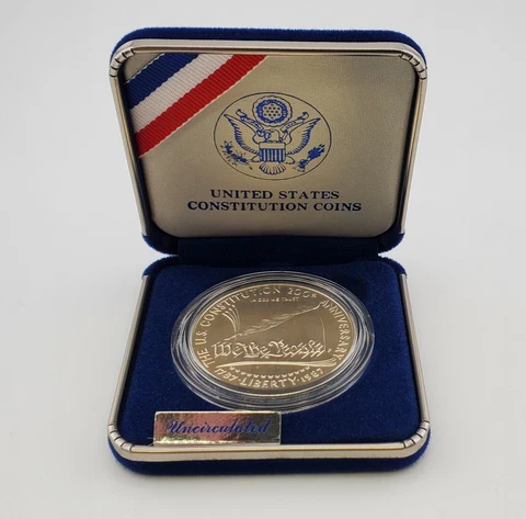 1987 90% Silver Commemorative Dollar Constitution We The People Uncirculated Cover