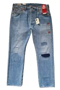 Jeans Levis 501 Edición 150 Aniversario W 34 L 30 Envejecidos Parches - Imagen 1 de 18