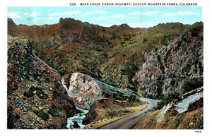 Colorado Bear Creek Canon Highway Denver Mountain Parks 1937 Vintage Postcard - Picture 1 of 3