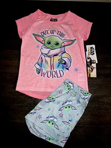Star Wars Baby Yoda Short Sleeve Shirt & Shorts Pajama Set. Size XS (4-5) NWT - Picture 1 of 4
