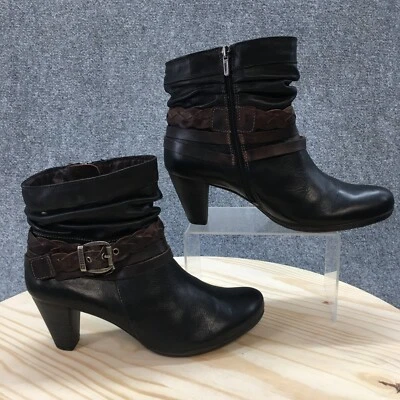 Pikolinos Boots Womens 42 Verona Ankle Booties Heels Black Brown Leather Zipper - Image 1 of 4