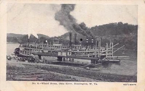 J80/ Huntington West Virginia Postcard c1920 Wharf Steamboat 298 - Picture 1 of 4