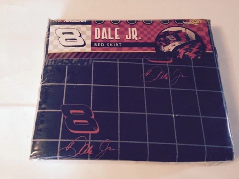 DALE EARNHARDT JR NASCAR #8 FULL SIZE BED SKIRT BLACK RED Cover