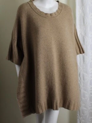 Eskandar O/S бежевый золотой -1 ремонт - 32" L плюшевый 100% кашемир туника пончо свитер - Изображение 1 из 4