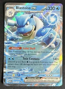 Blastoise ex 009/165 Escarlata y Violeta 151 Doble Raro Holo Pokemon Tarjeta de Juego de Cartas Coleccionables Casi Nuevo - Imagen 1 de 2