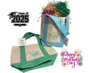 2 bolsas de mano Trader Joe’s mini de lona pastel verde y azul día de la madre grado 2025 - Imagen 1 de 10