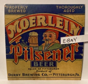 PRIDE OF PITTSBURGH PA DERBY BREWERY BREWING CO. MOERLEIN PILSNER BEER NEW LABEL - Picture 1 of 1