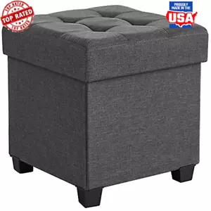 Cube Storage Ottoman Bench Comfortable Foot Stool 660lb Capacity Foldable Design - Picture 1 of 4