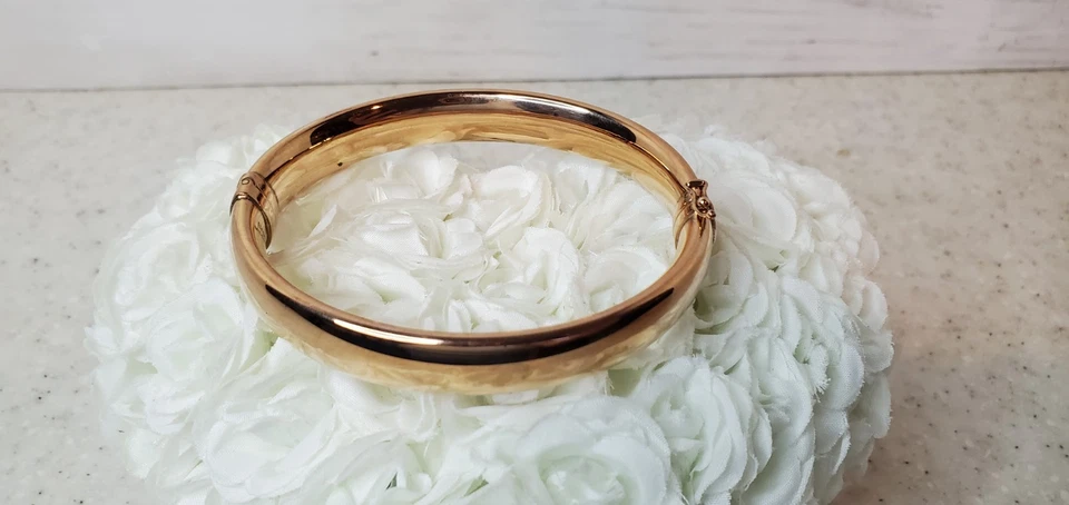 Brazalete Brazalete Bronzo Italia Tono Oro Rosa Bronce Ovalado Cargado con Resorte Foto 1 de 4