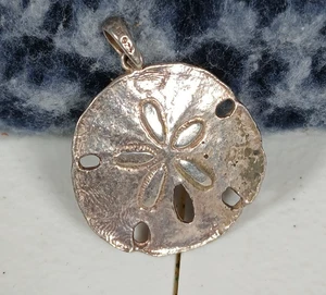 Vintage Sand Dollar Strand Charm gestempelt 925 Sterlingsilber 1" - Bild 1 von 6
