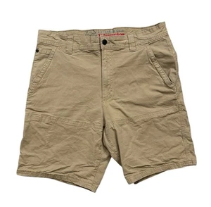 Wrangler Shorts Mens Size 34 Khaki Cotton Rayon Side Stash Pocket Hiking Camping - Picture 1 of 9