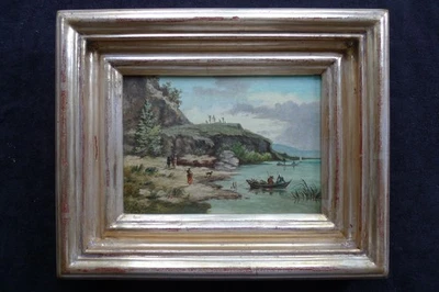 Jules Eugène Pages 1867-1946 Landschaft mit See und Personen - Bild 1 von 4