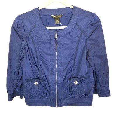 White House 黑色 Market Blazer 短夹克缎面夹克女式 4 件西装外套 — 第 1/4 张图片