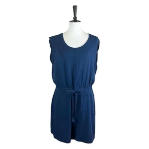 Lou & Grey Women’s Romper Pockets Sleeveless Ponte Knit Navy Blue Size Large - Picture 1 of 12