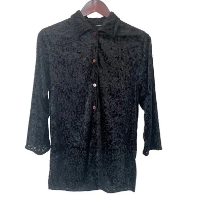 Blusa feminina vintage tamanho M veludo burnout capricho transparente bruxa rosas góticas  - Imagem 1 de 4