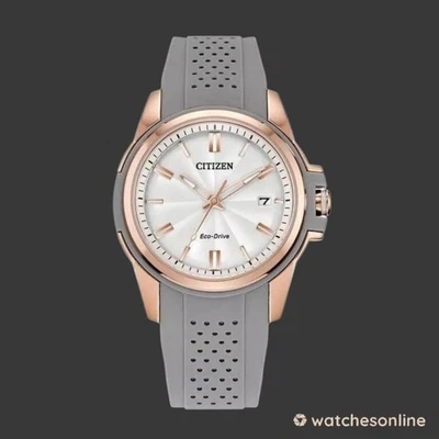 Citizen FE6137-08A relógio feminino Eco-Drive tom ouro rosa mostrador branco couro Str - Imagem 1 de 4